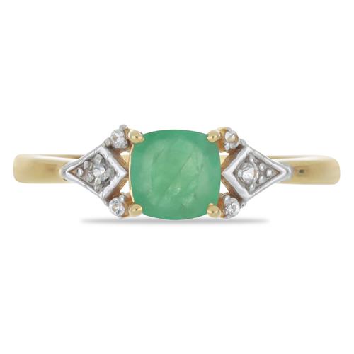 BUY 925 SILVER NATURAL EMERALD WITH WHITE ZIRCON GEMSTONE CLASSIC RING